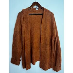 Eileen Fisher Cardigan Sweater Women Medium Orange Wool Mohair Blend Long Sleeve